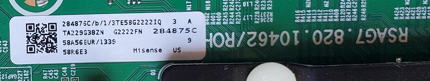 KIT DE TARJETAS PARA TV HISENSE / MAIN FUENTE 284876 / RSAG7.820.10462/ROH / RSAG7.820.10462/ROH / 284875 / T-CON 8T03D25442CHT / DCBDM-X296C_03 / 22122800800836 / PANEL HD580X1U91-L1/S0/GM/CKD3A/ROH/1 / MODELO 58R6E3 - Imagen 2